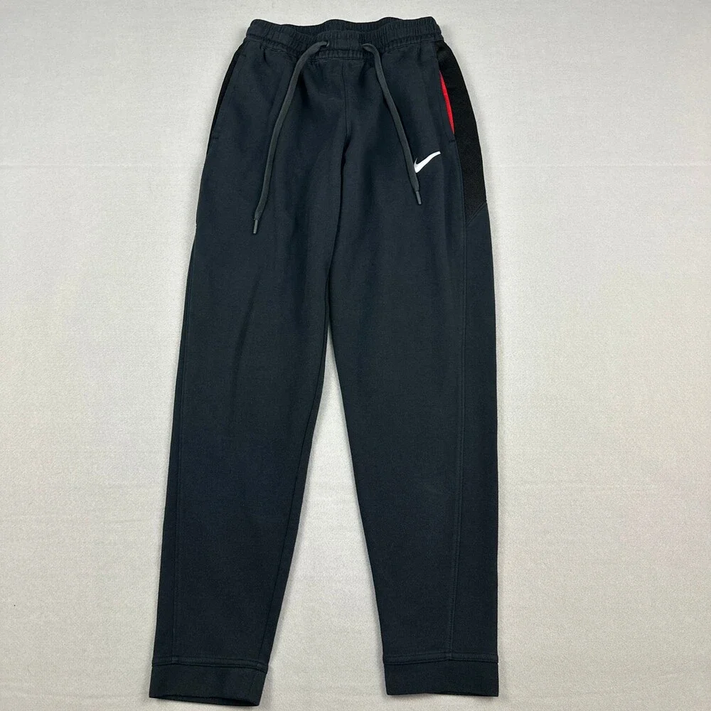 Nike Pants Men Large Black Solid Tapered Athletic Dri Fit Drawstring Basketball